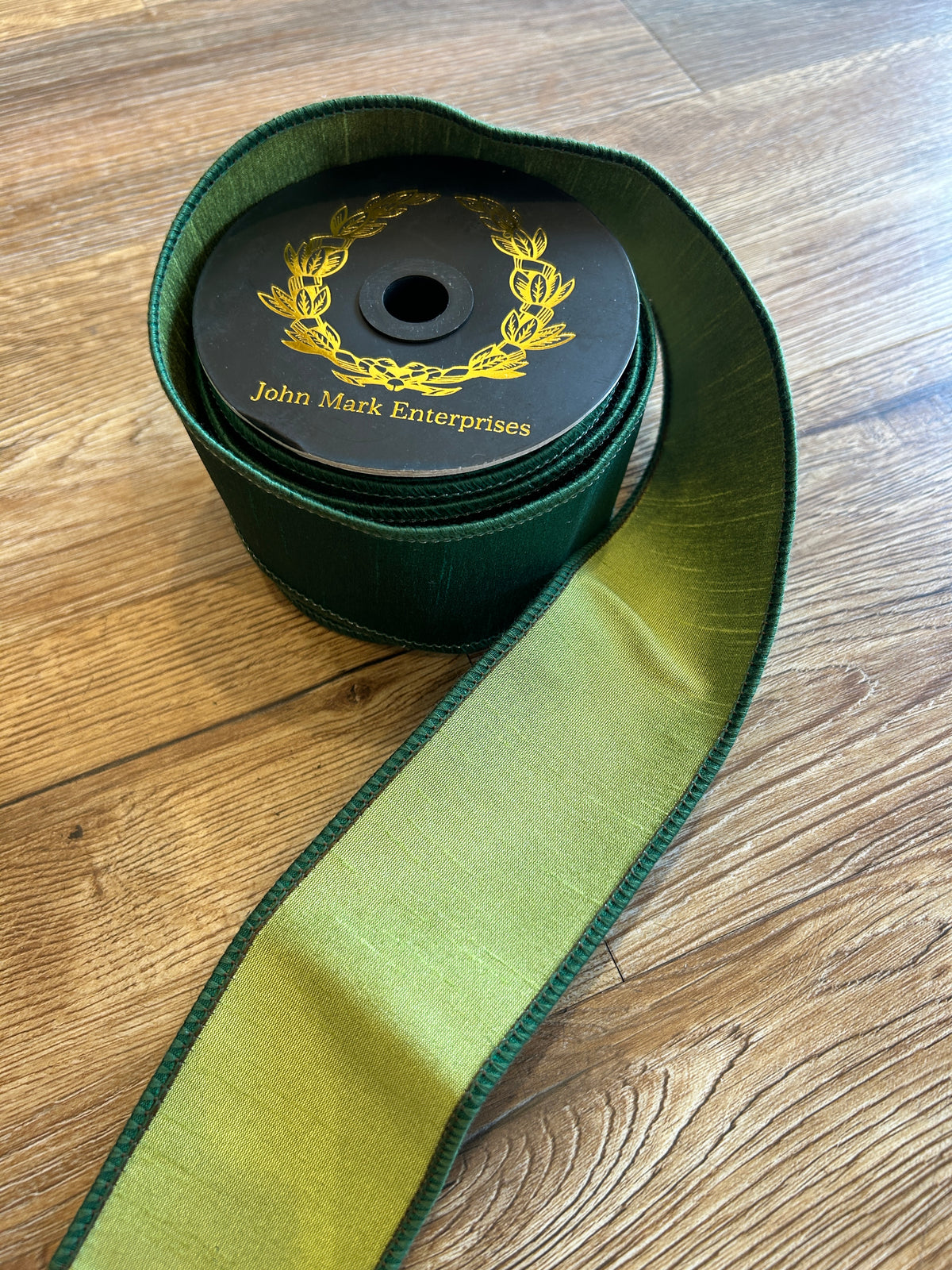 Dupion DBL Fused Emerald Green Ribbon