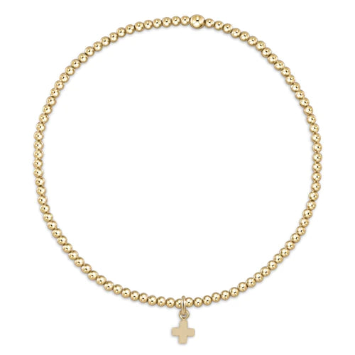 Classic Gold 2mm Bead Bracelet - Signature Cross Charm