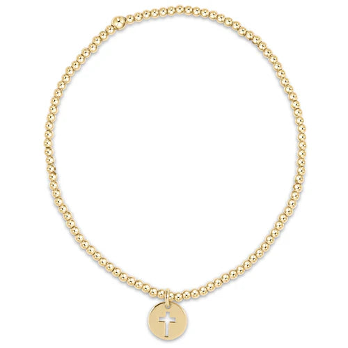 Classic Blessed Disc Cross Charm Bracelet - 2mm