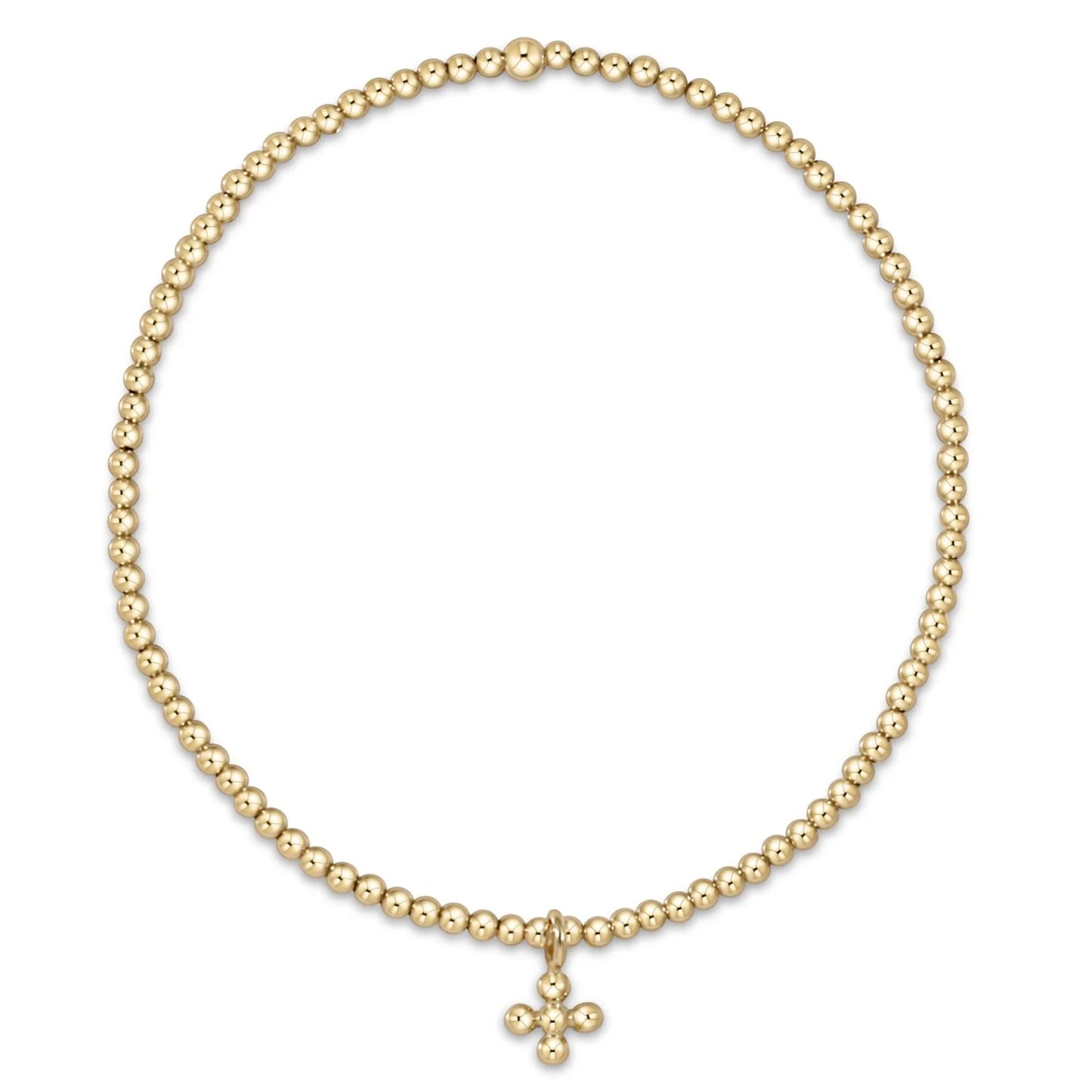 Beaded Signature Cross Charm Bracelet - 2mm