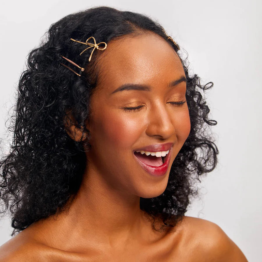 Metal Enamel Puffy & Bow Bobby Pins 8pk