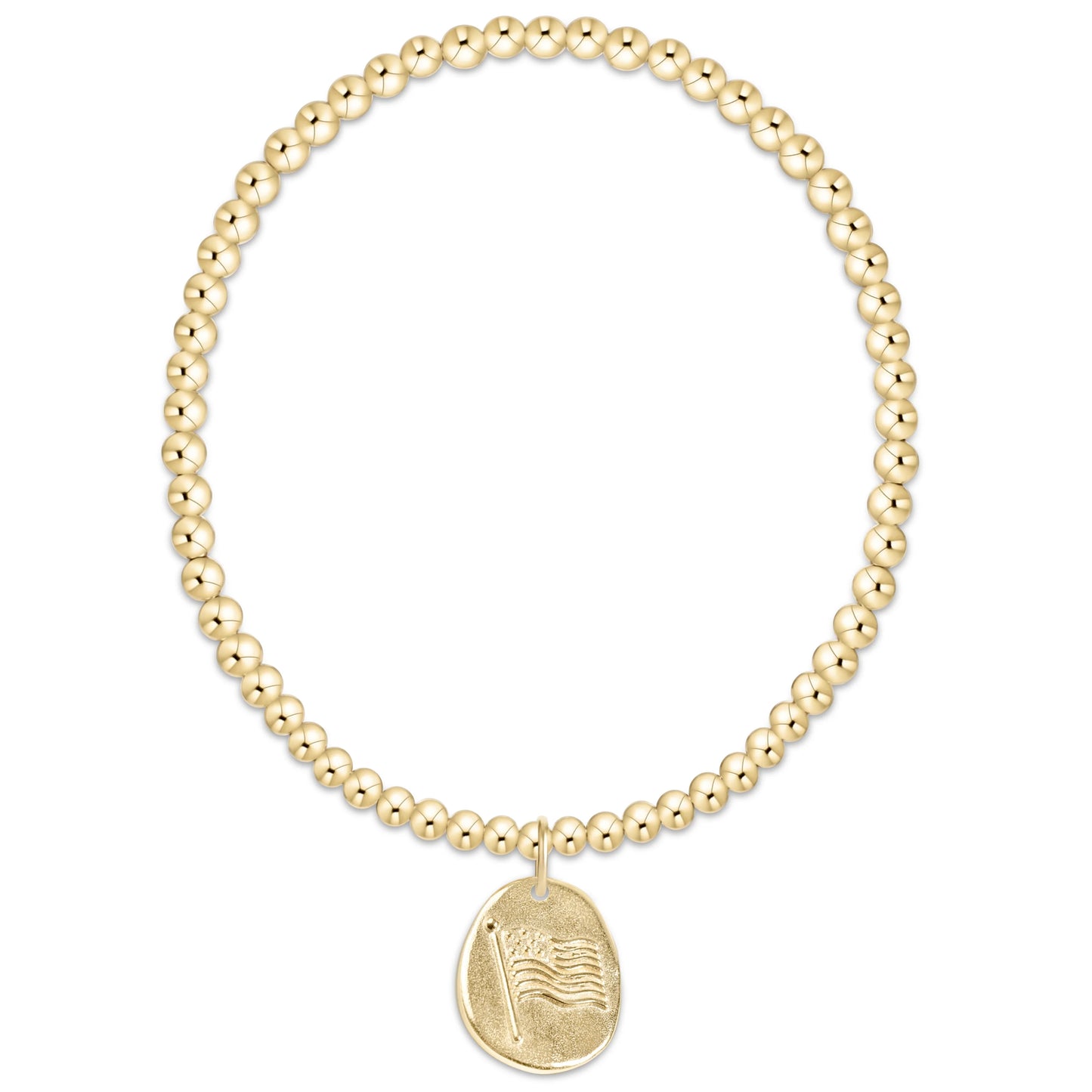 Classic Gold 3mm Inspire America Disc Charm Bracelet - Extends