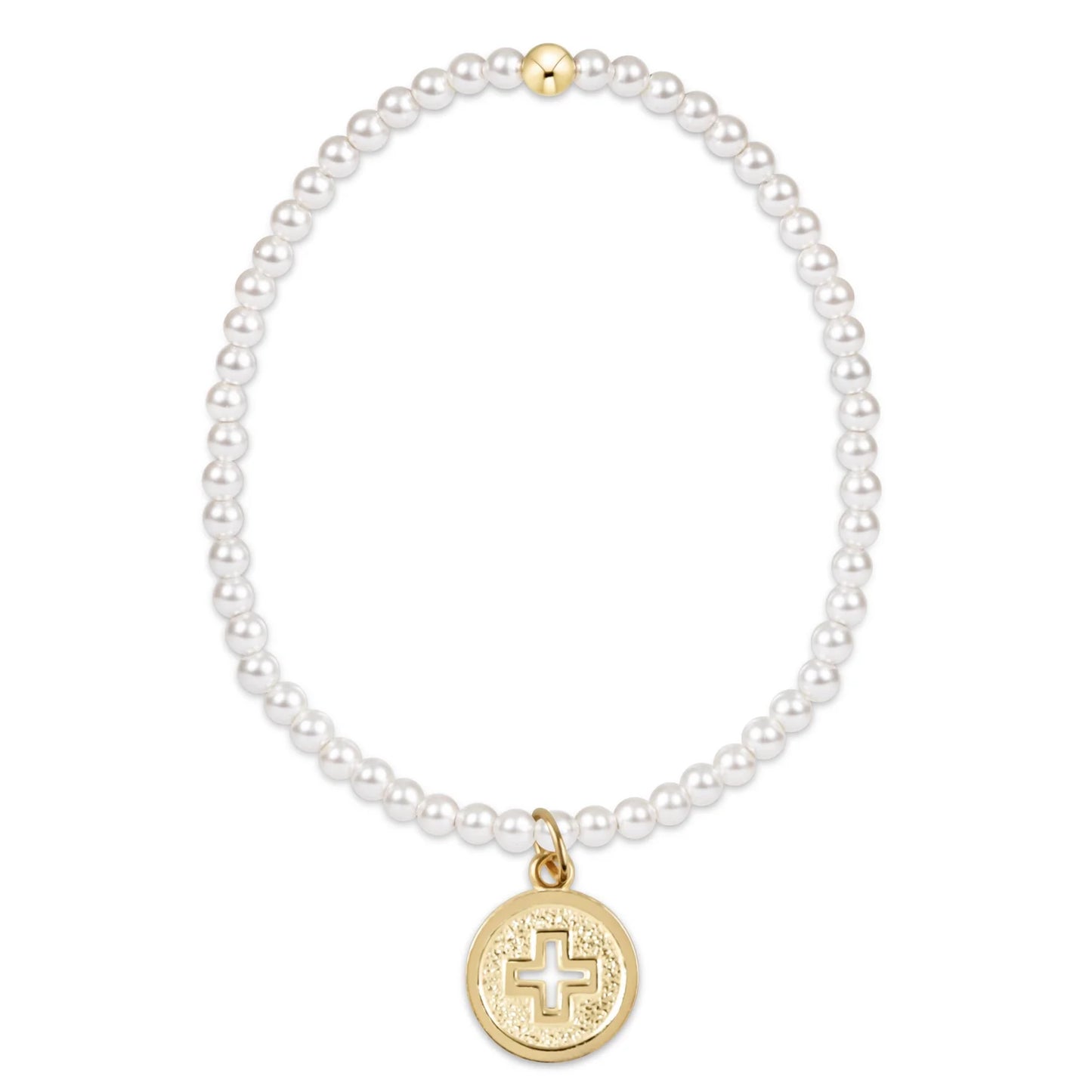 Classic Pearl 3mm Signature Cross Disc Charm Bracelet