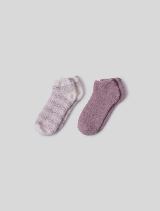 CozyChic Heathered Stripe Ankle Sock Set - Teaberry Multi