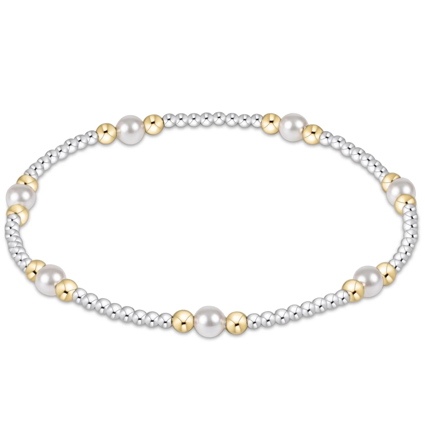 Mixed Metal Purpose Pearl Bead Bracelet