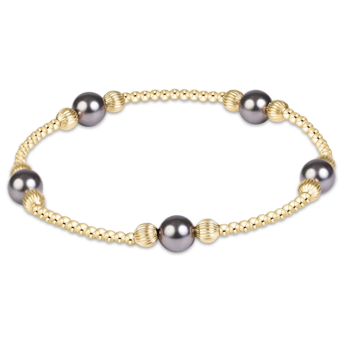 Purpose Pearl Dark Grey Dignity Gold Bracelet
