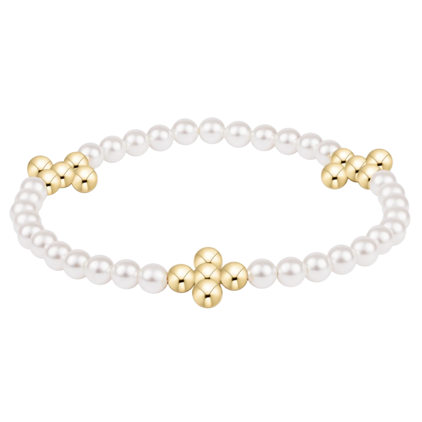 Beaded 4mm Gold Signature Cross Bead Bracelet