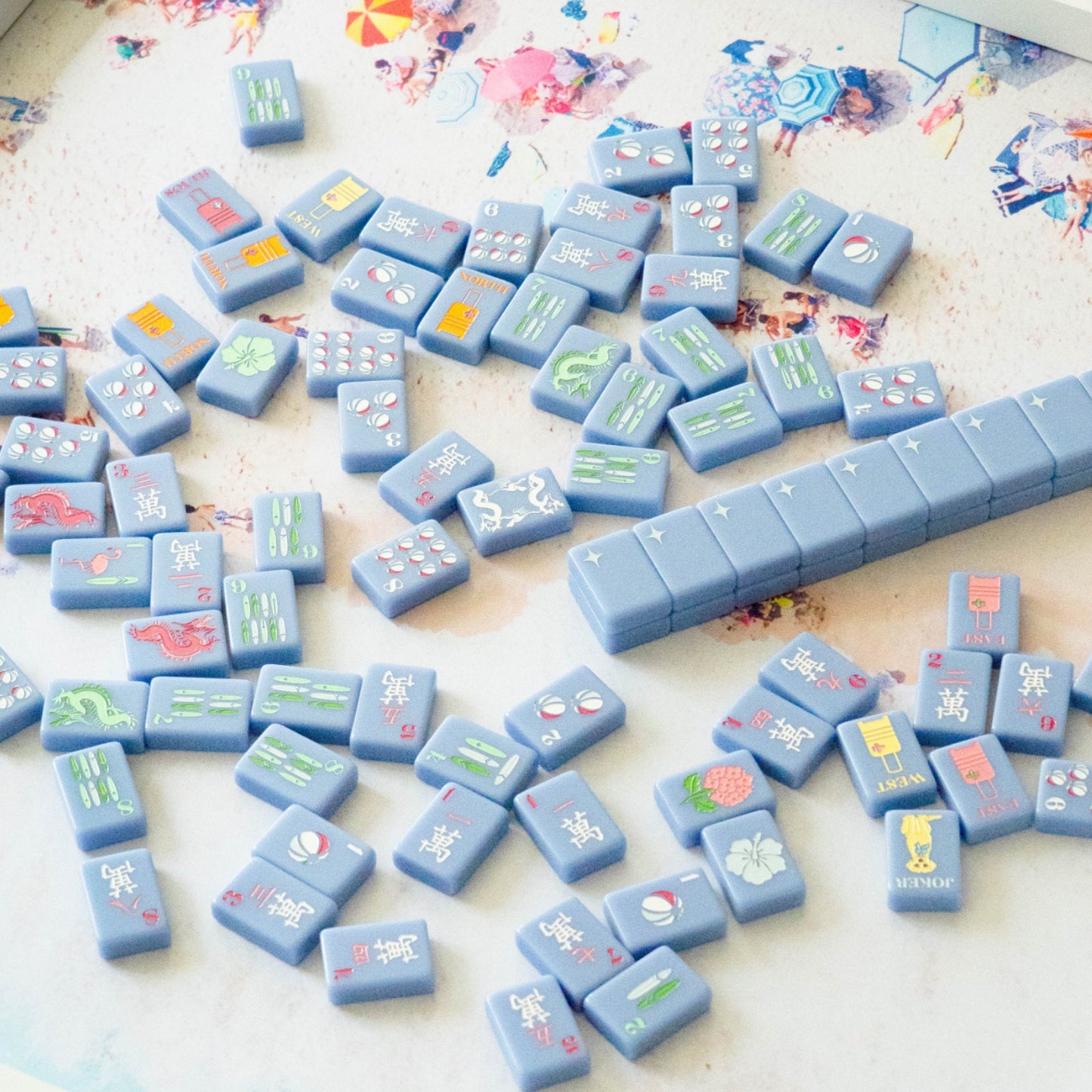 Bespoke x Gray Malin Beach Club Mahjong Tiles - Cabana Blue