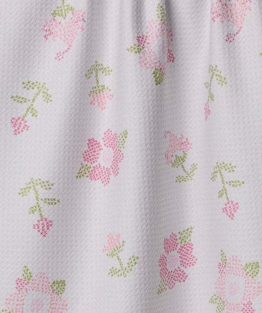 Cross Stitch Floral Tea Towel