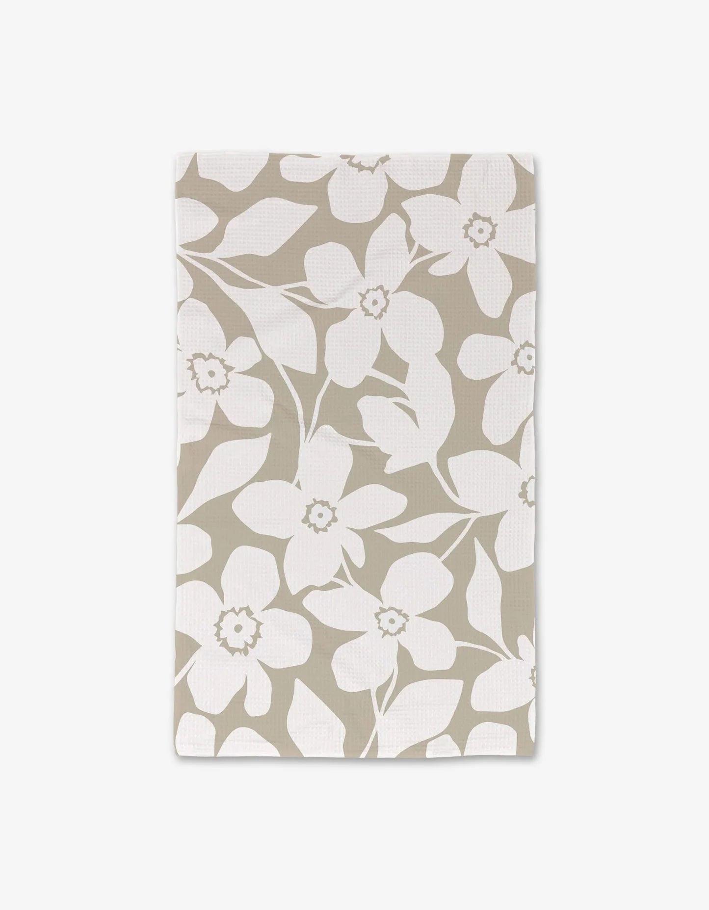 Big Tan Flowers Tea Towel
