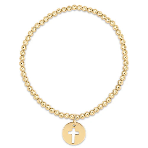 Classic Blessed Disc Cross Charm Bracelet - 3mm