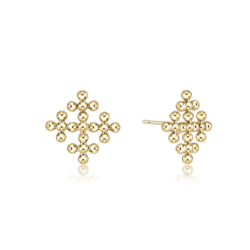 Classic Beaded Signature Cross Encompass Stud