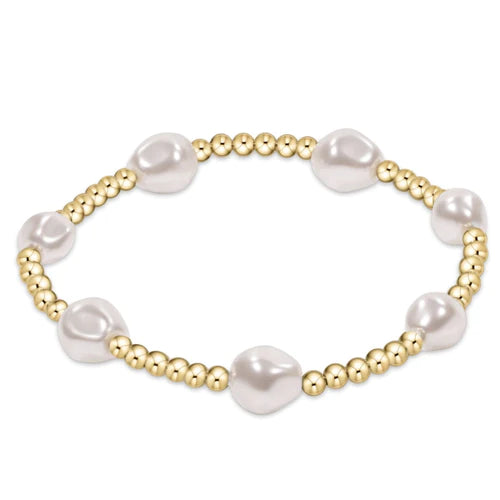 Admire Pearl Gold Bead Bracelet - Extends