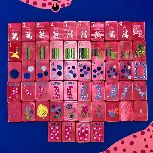 Springtime Safari Mahjong Tiles - Wild Pink Pearl