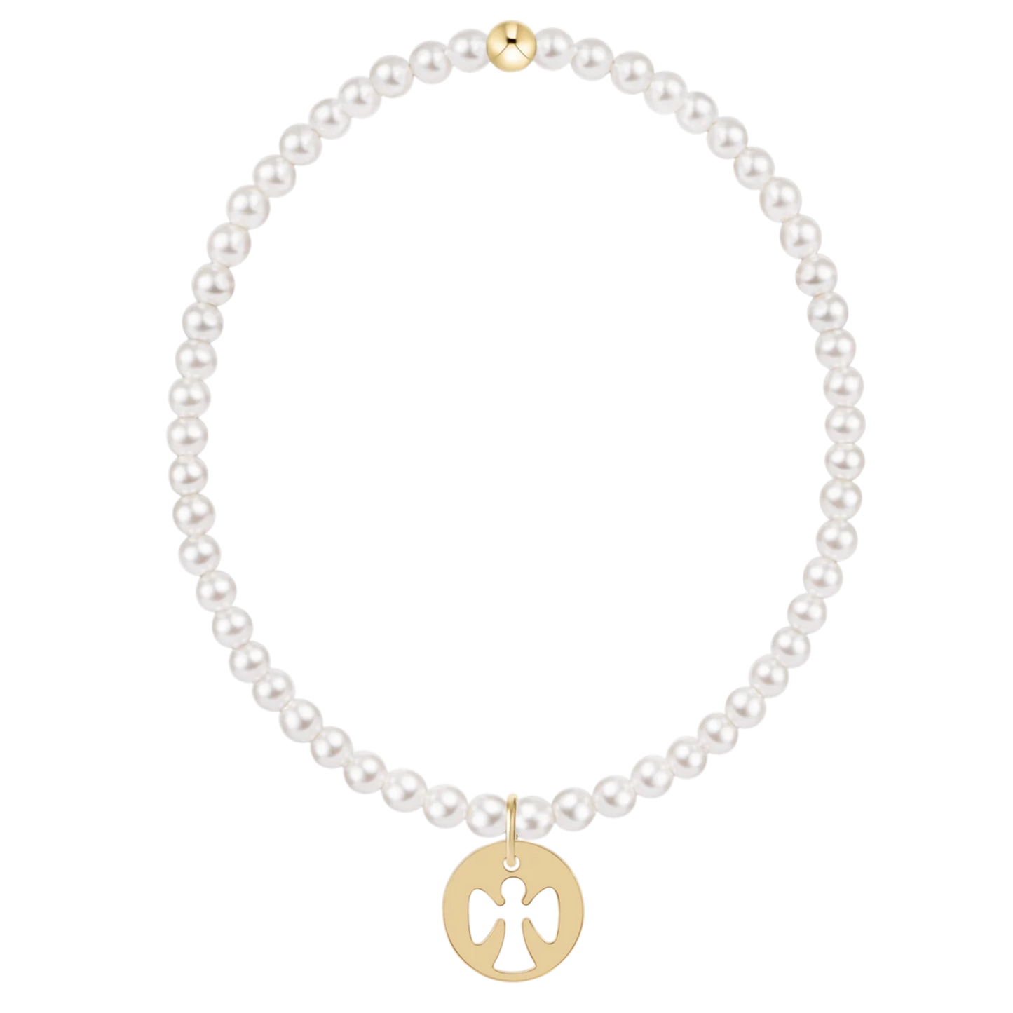 Classic Pearl Guardian Angel Charm Bracelet - 3mm