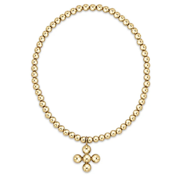 Beaded Signature Cross Charm Bracelet - 4mm