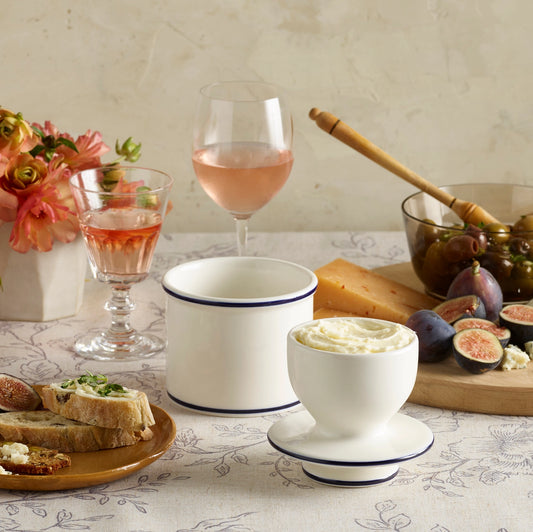 The Original Butter Bell Crock - Le Bistro Blue Trim