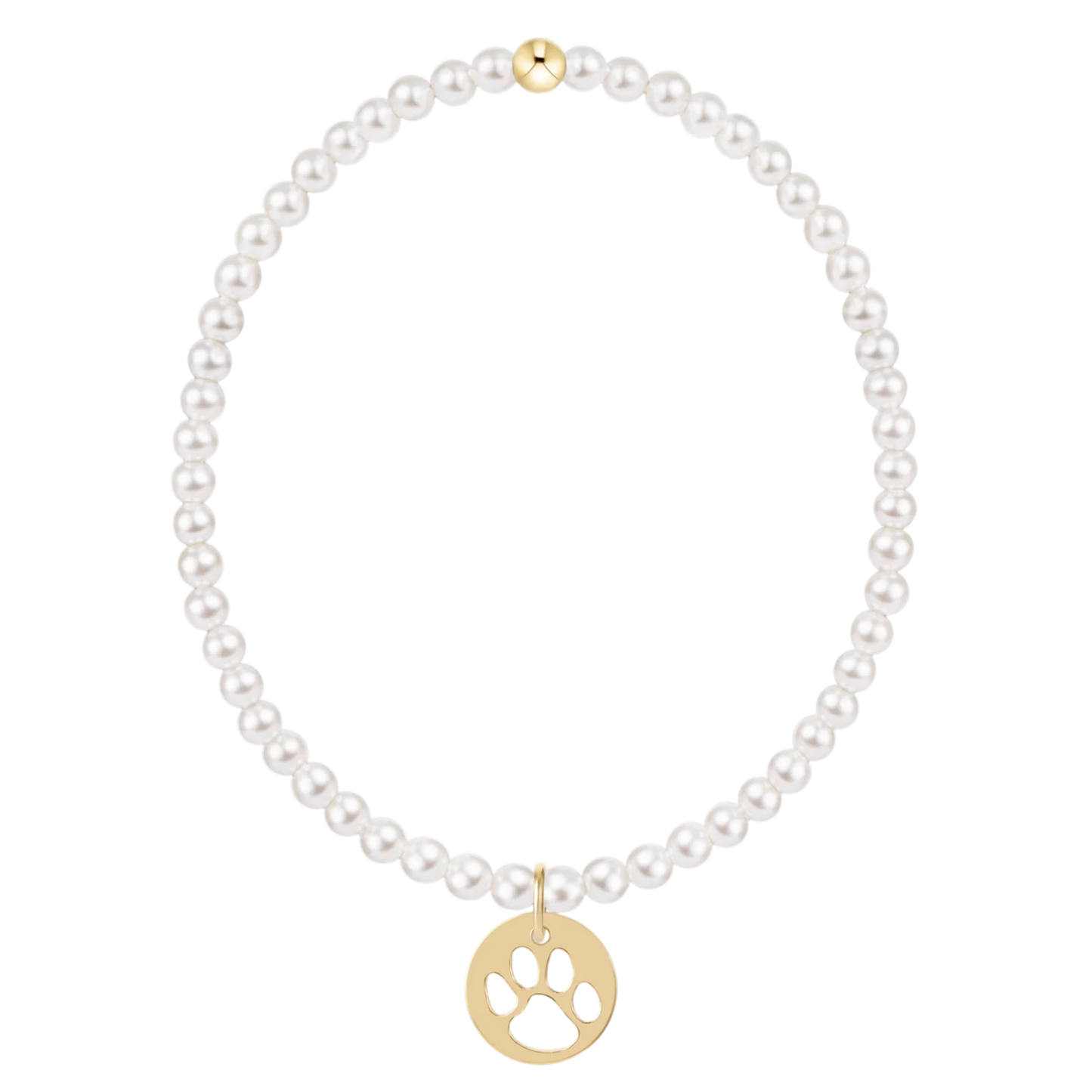 Classic Pearl Paw Print Charm Bracelet - 3mm
