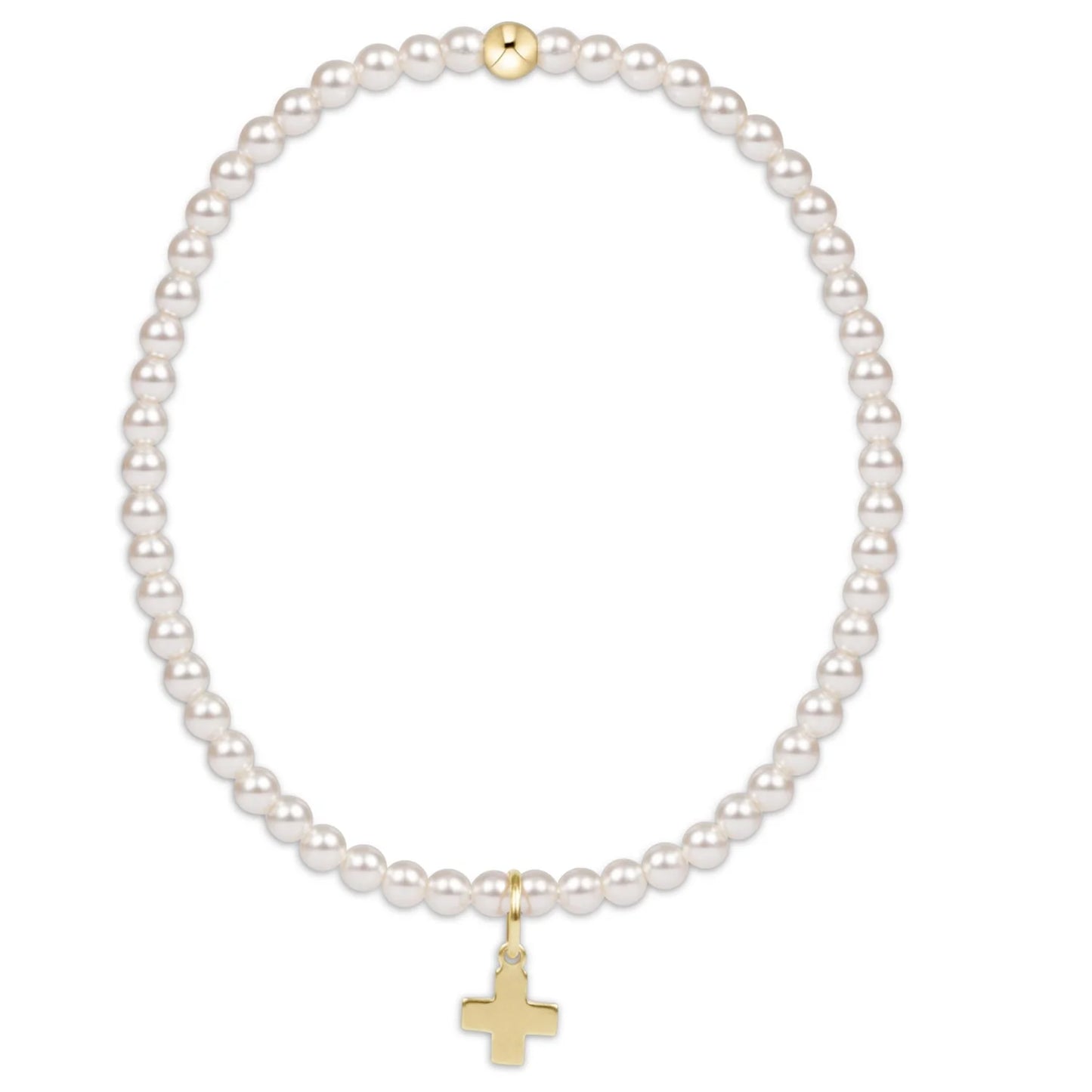 Classic Pearl Signature Cross Charm Bracelet - Extends