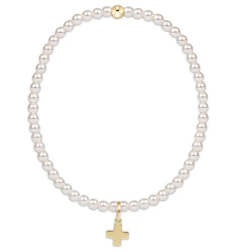 Pearl Signature Cross Charm Bracelet - Extends