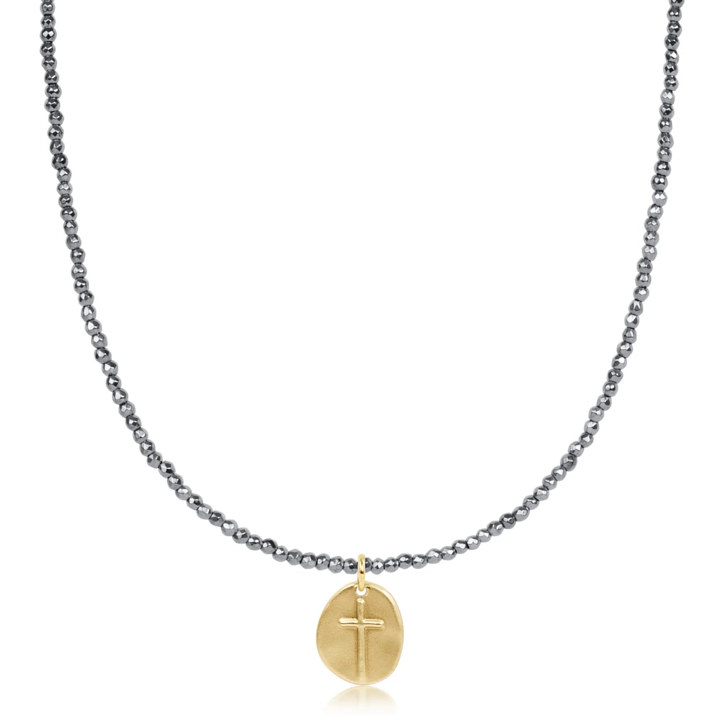 Silver Faceted Hematite 2mm Inspire Charm Choker