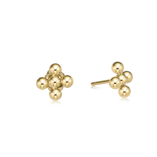 Classic Beaded Signature Cross Stud - 3mm Gold Bead