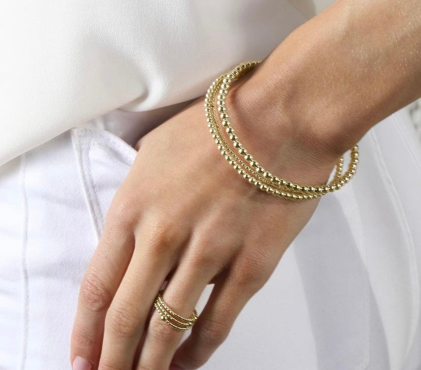 Classic Gold 4mm Bead Bangle