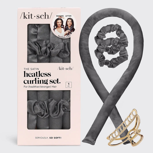 Satin Heatless Curling Set - Charcoal