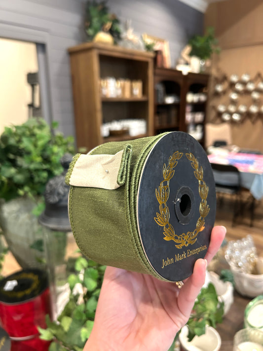 Dupion DBL Fused Olive Ribbon