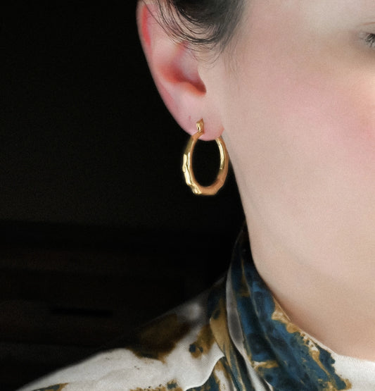 Round Molten Gold Hoops