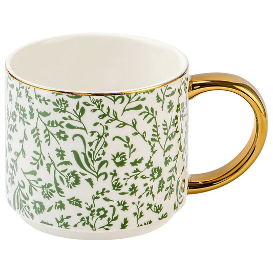 Green Floral Coffee Mug