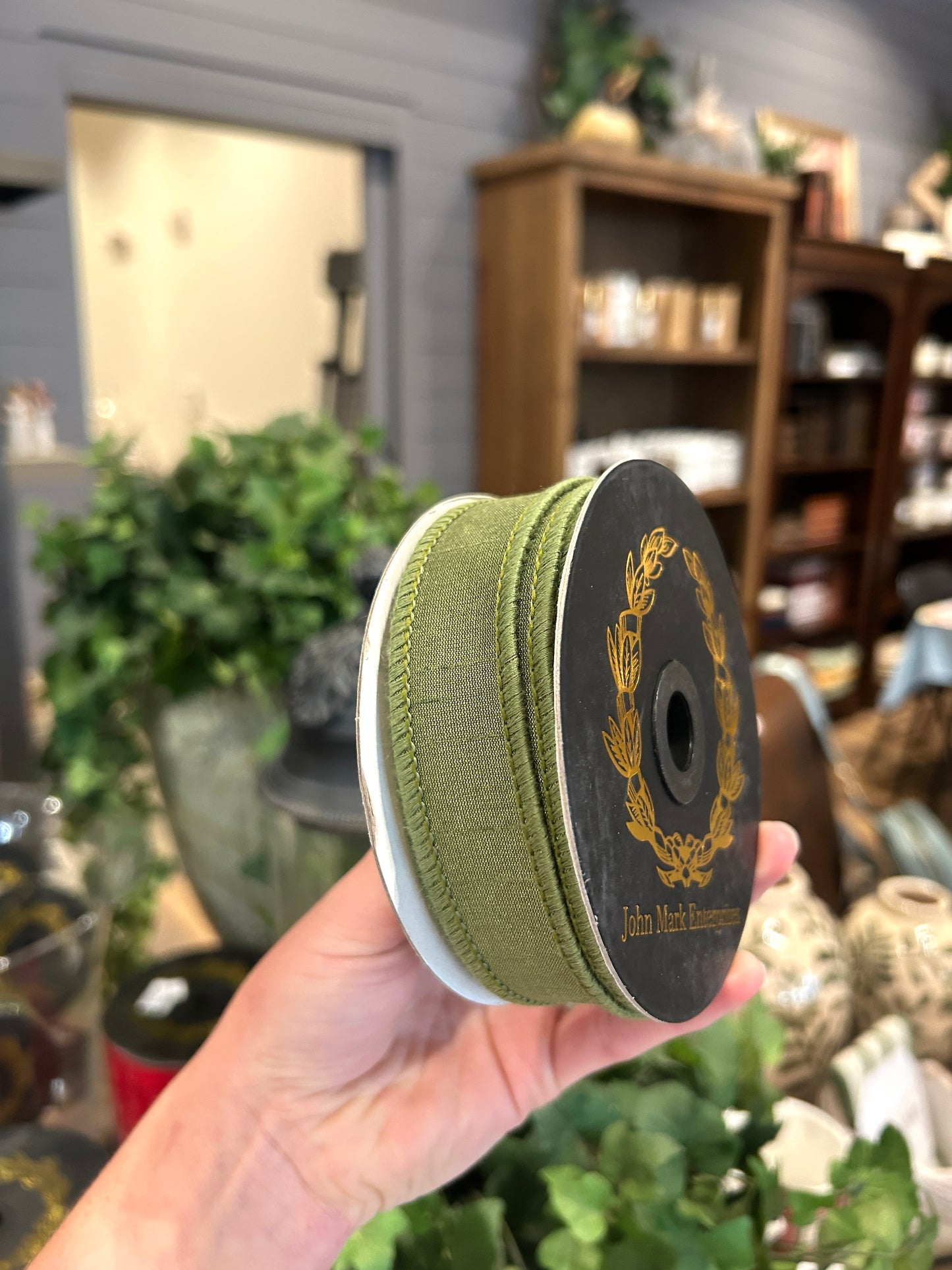 Dupion DBL Fused Olive Ribbon