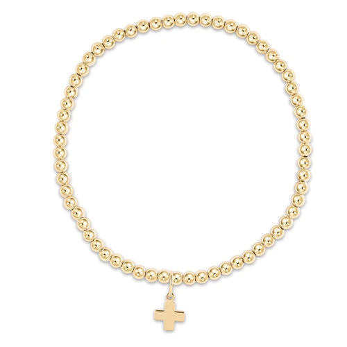 Classic Gold Bead Bracelet - Signature Cross Charm 3mm