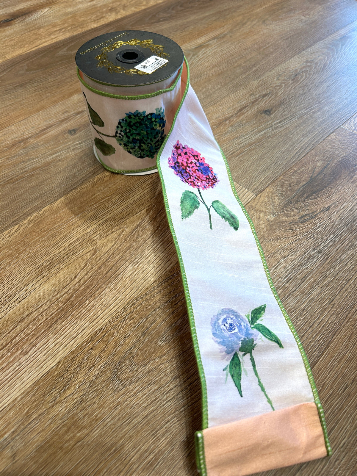 Floral Signature Print Fused Back Ribbon