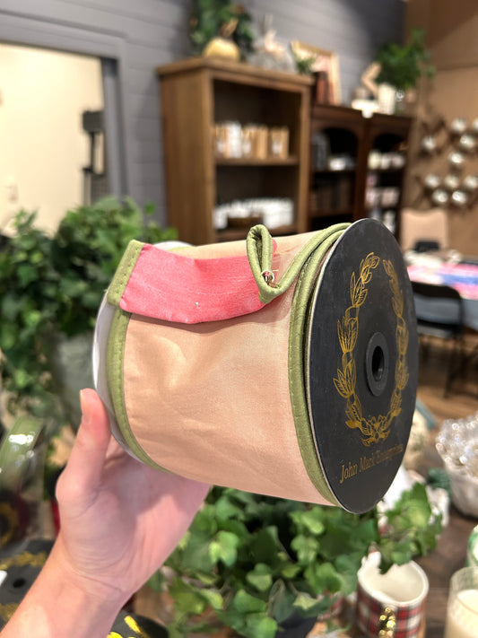 Tafetta DBL Dupion Piping Pink & Green Ribbon