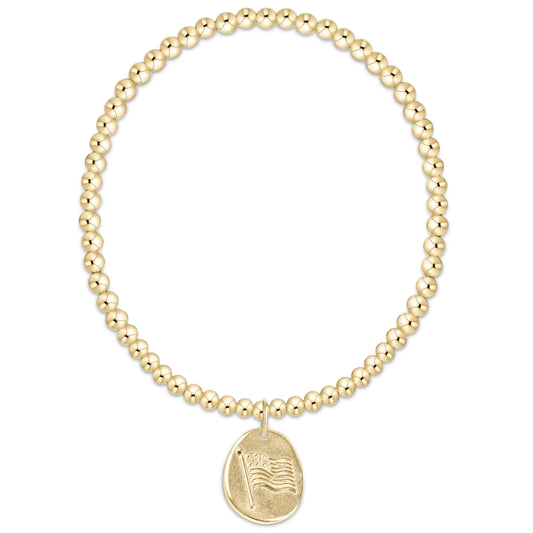 Classic Gold 3mm Inspire America Disc Charm Bracelet