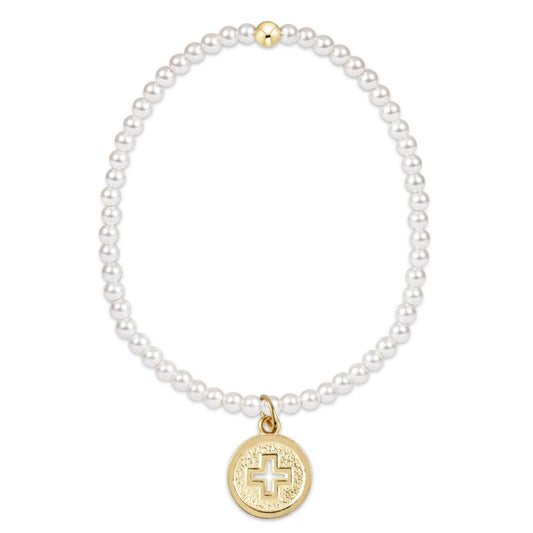 Classic Pearl 3mm Signature Cross Charm Bracelet - Extends