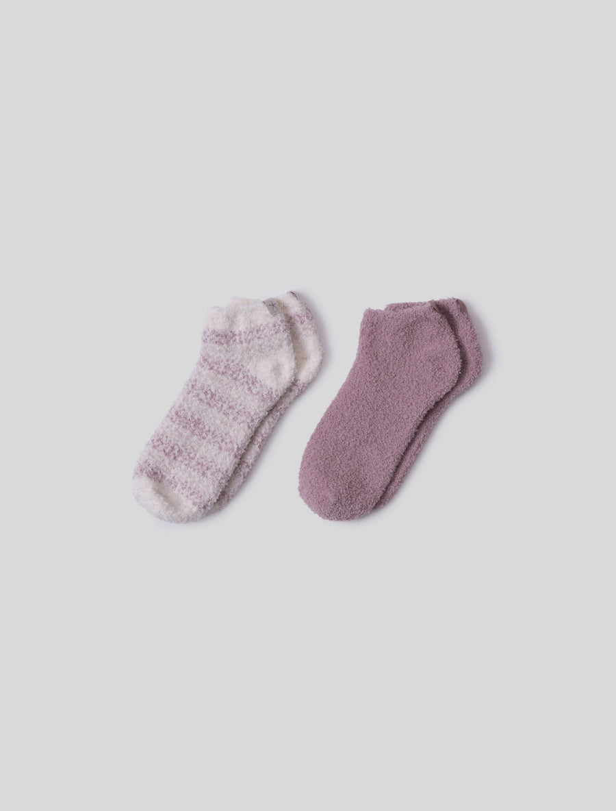 CozyChic Heathered Stripe Ankle Sock Set - Teaberry Multi