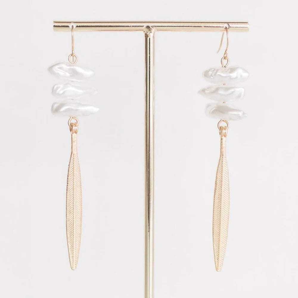Birdie Gold Feather Drop Earrings