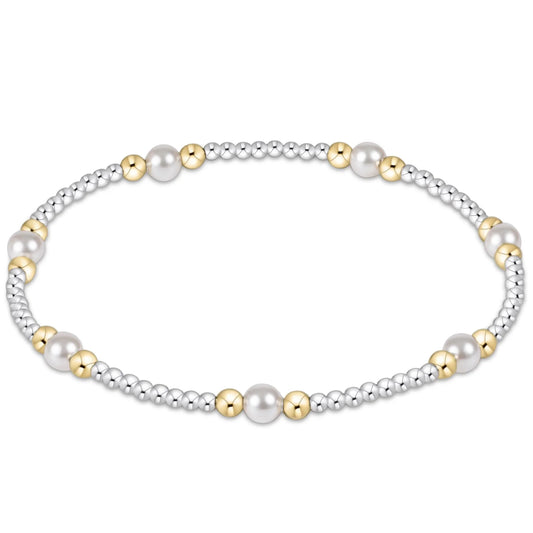 Mixed Metal Purpose Pearl Bead Bracelet