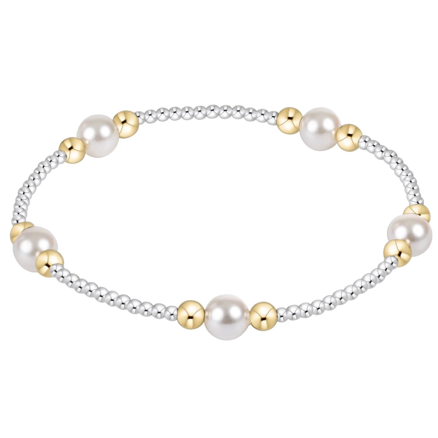 Mixed Metal Purpose Pearl Bead Bracelet