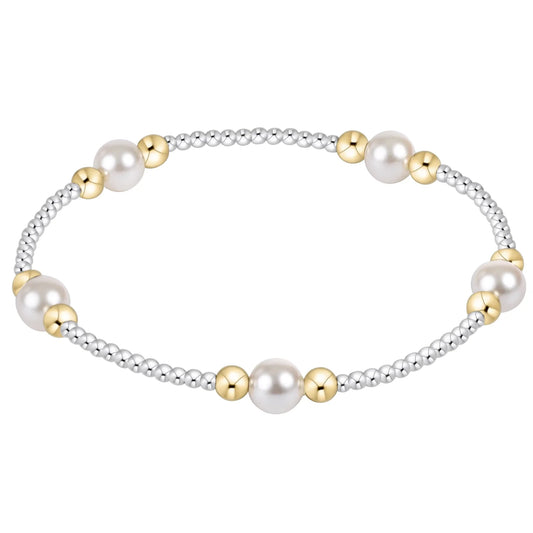 Mixed Metal Purpose Pearl Bead Bracelet