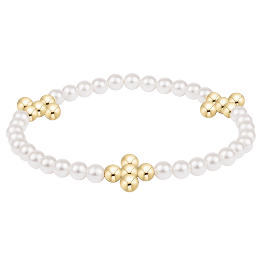 Beaded 4mm Gold Signature Cross Bead Bracelet