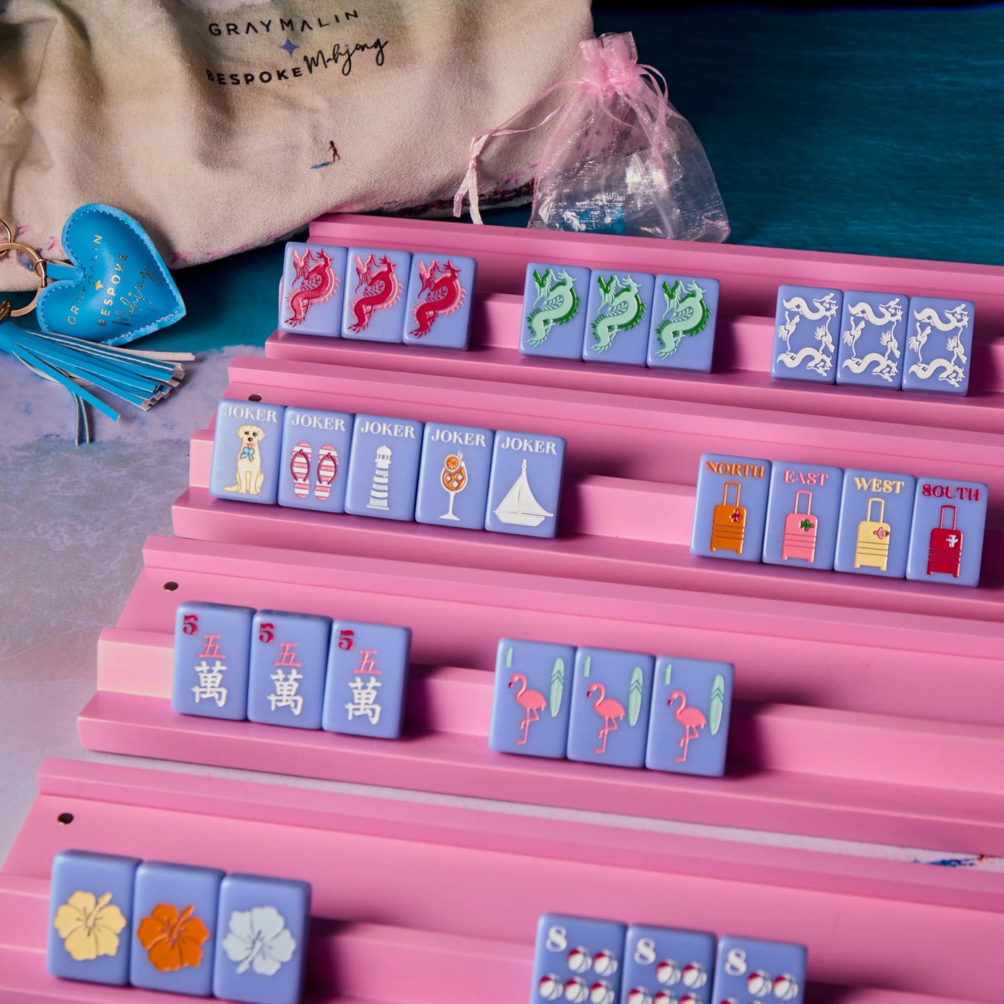 Bespoke x Gray Malin Beach Club Mahjong Tiles - Cabana Blue