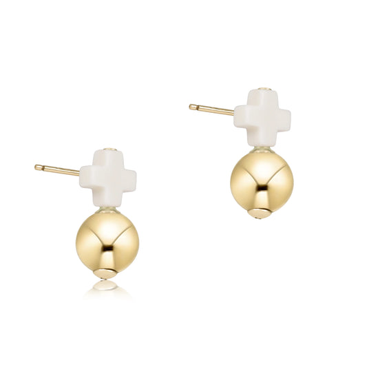 Signature Cross Small Off-White Studs
