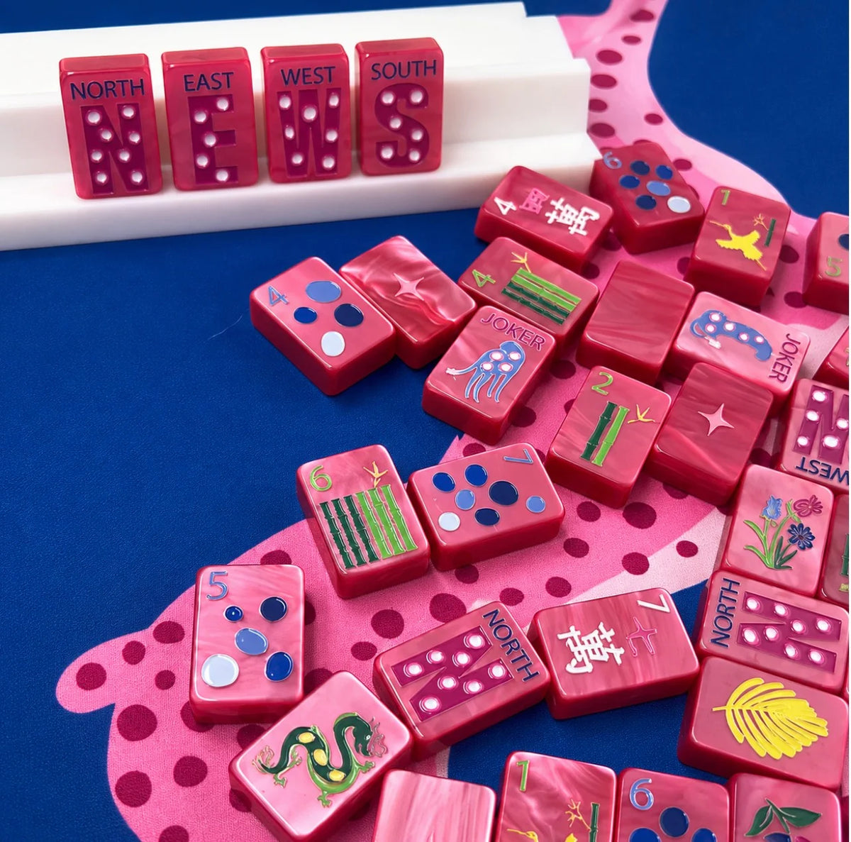 Springtime Safari Mahjong Tiles - Wild Pink Pearl