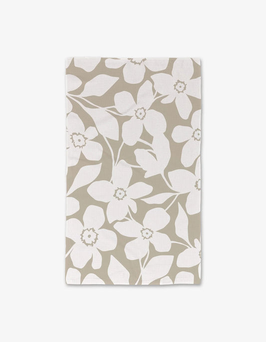 Big Tan Flowers Tea Towel