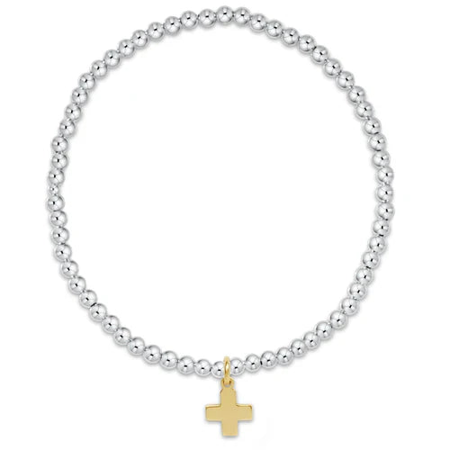 Mixed Metal Signature Cross Bracelet - 3mm