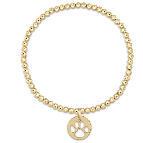 Gold Paw Print Disc Bracelet - 3mm