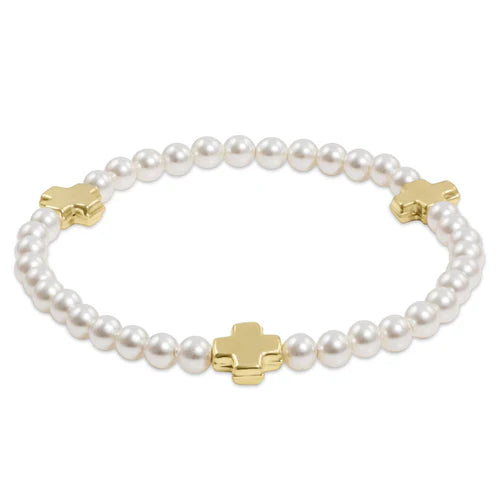 Pearl Signature Cross Bead Bracelet - Extends